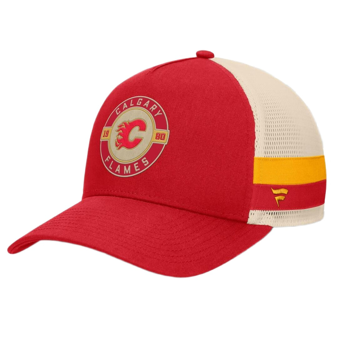 Fanatics Men's NHL Calgary Flames 2025 Prestige 5 Panel A-Frame Hat Red/Cream 