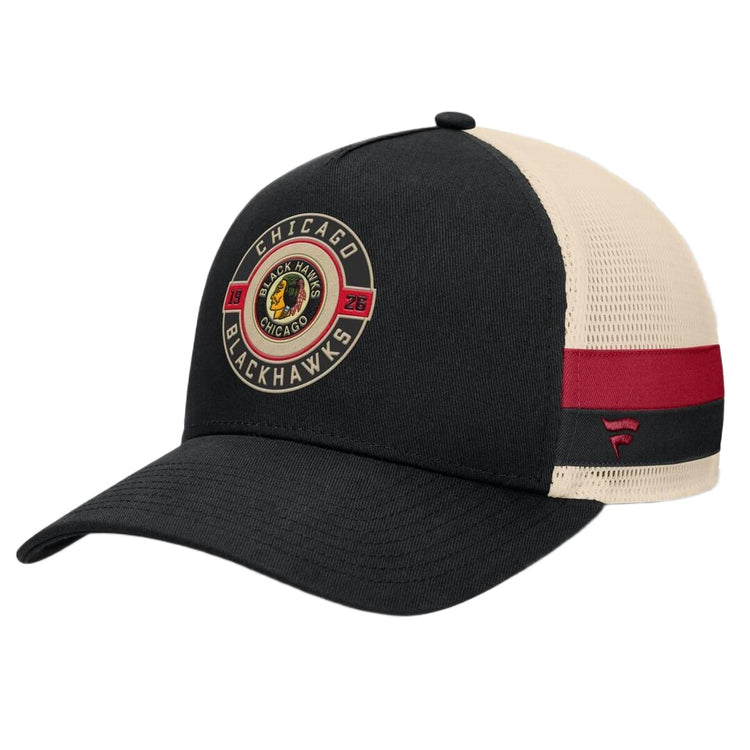 Fanatics Men's NHL Chicago Blackhawks 2025 Prestige 5 Panel A-Frame Hat Black/Cream