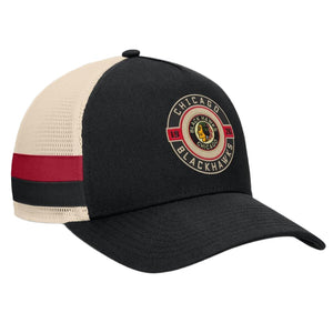 Fanatics Men's NHL Chicago Blackhawks 2025 Prestige 5 Panel A-Frame Hat Black/Cream