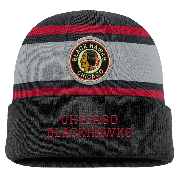 Fanatics Men's NHL Chicago Blackhawks 2025 Varsity Cuffed Knit Toque Black grey