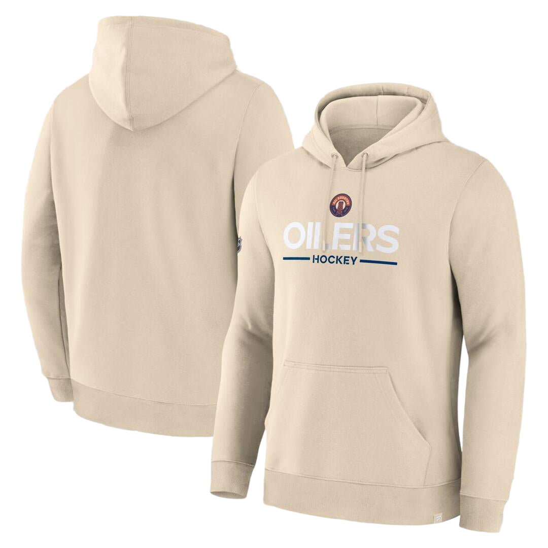 Fanatics Men's NHL Edmonton Oilers 2025 Alternate Fleece Hoodie Cream beige tan