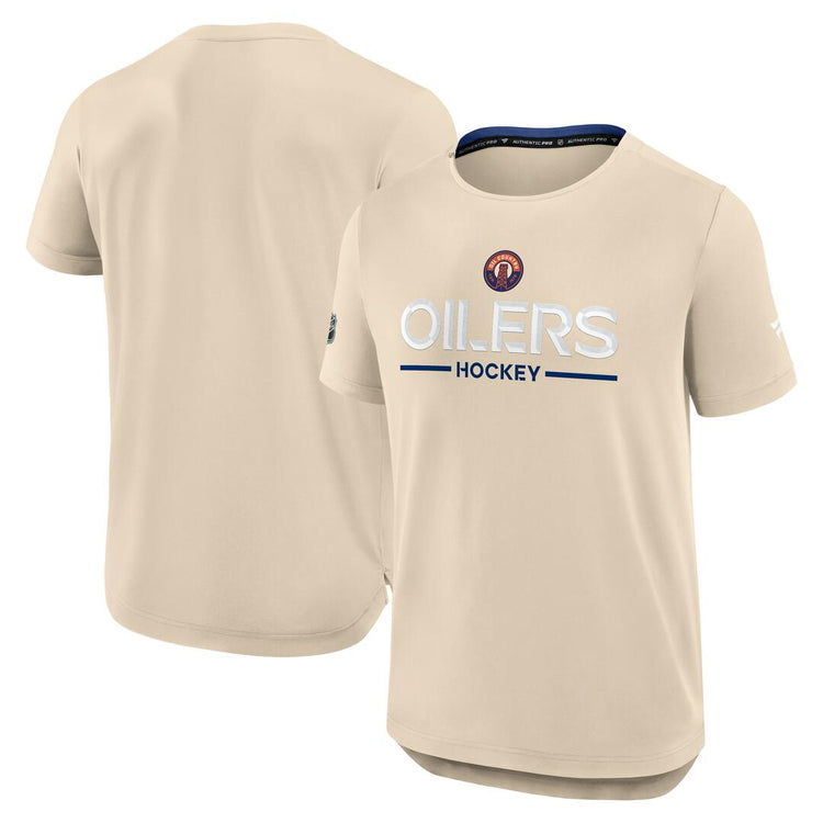 Fanatics Men's NHL Edmonton Oilers 2025 Authentic Pro Alternate Tech T-Shirt cream