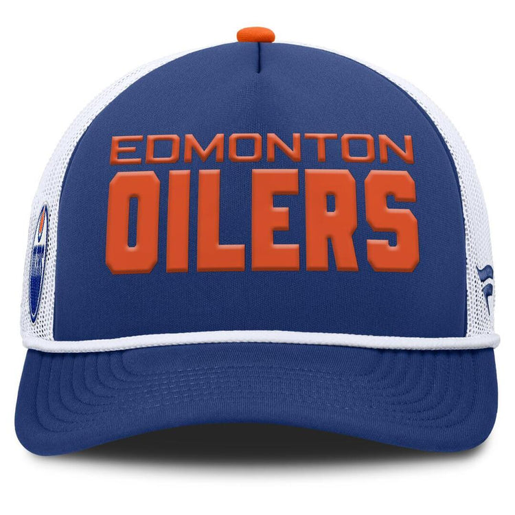 Fanatics Men's NHL Edmonton Oilers 2025 Authentic Pro Rink A-Frame Rope Hat Blue white