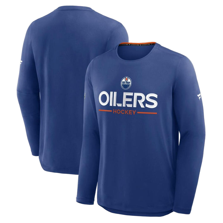 Fanatics Men's NHL Edmonton Oilers 2025 Authentic Pro Rink Tech Long Sleeve Shirt blue