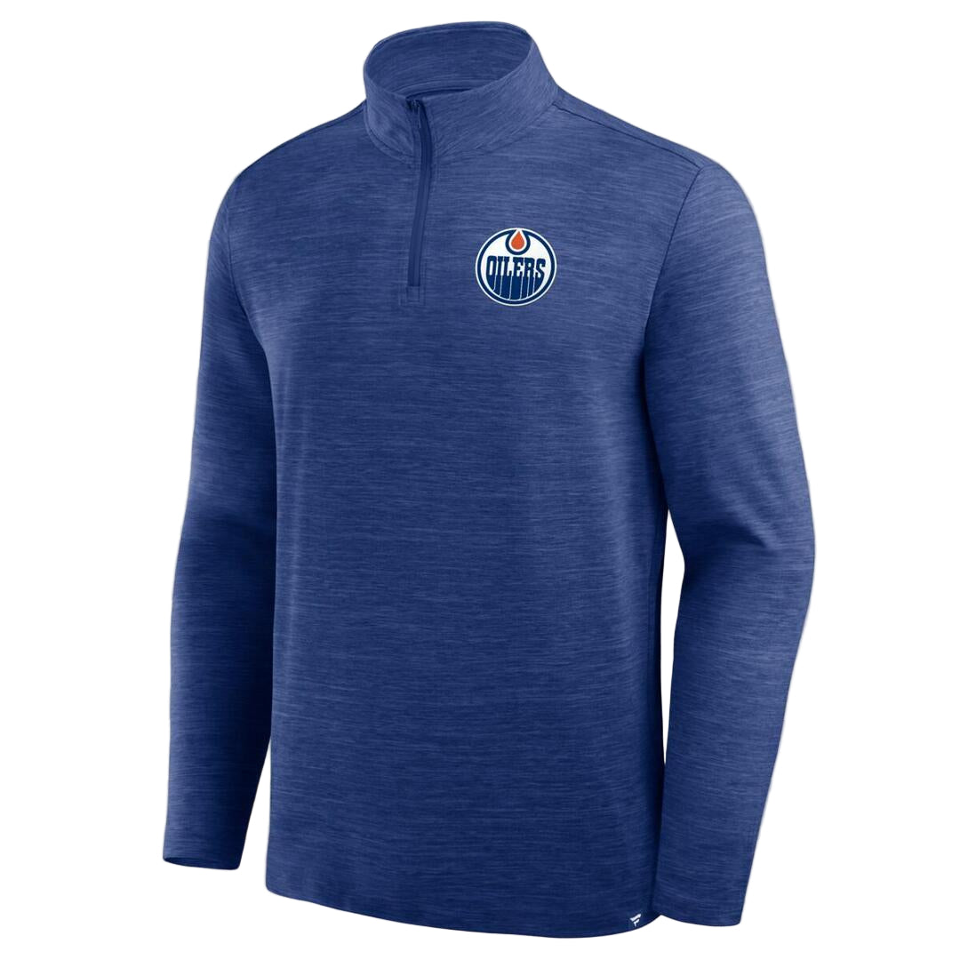 Fanatics Men's NHL Edmonton Oilers 2025 Clutch Poly 1/4 Zip Long Sleeve blue