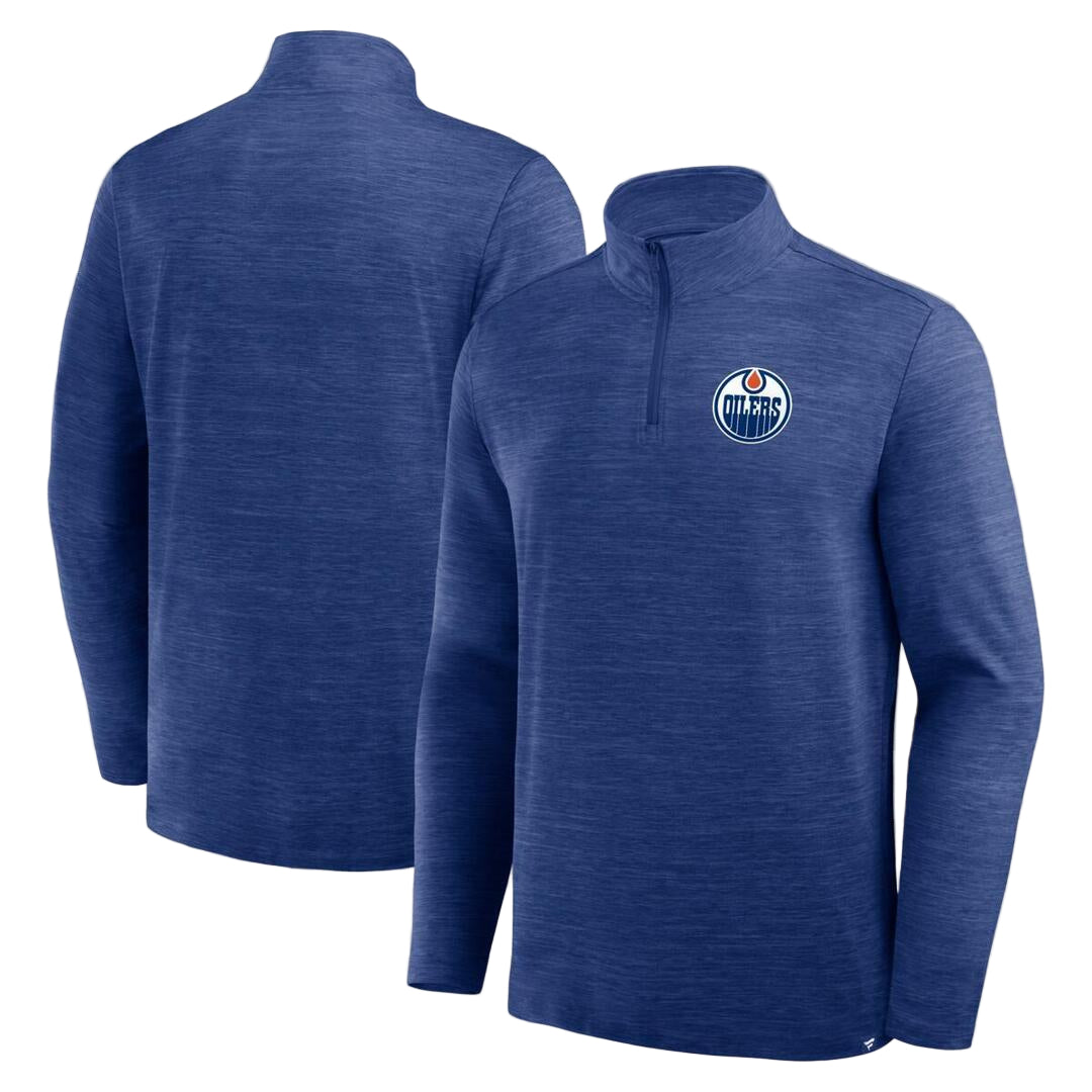 Fanatics Men's NHL Edmonton Oilers 2025 Clutch Poly 1/4 Zip Long Sleeve blue