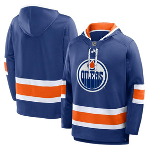 Fanatics Men's NHL Edmonton Oilers 2025 Fleece Lace-Up Hoodie blue