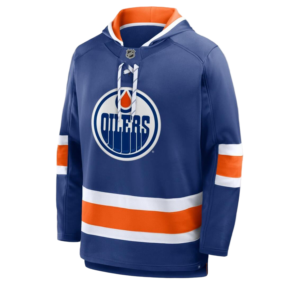 Fanatics Men's NHL Edmonton Oilers 2025 Fleece Lace-Up Hoodie blue