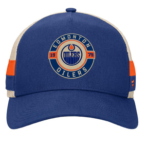 Fanatics Men's NHL Edmonton Oilers 2025 Prestige 5 Panel A-Frame Hat Blue/Cream