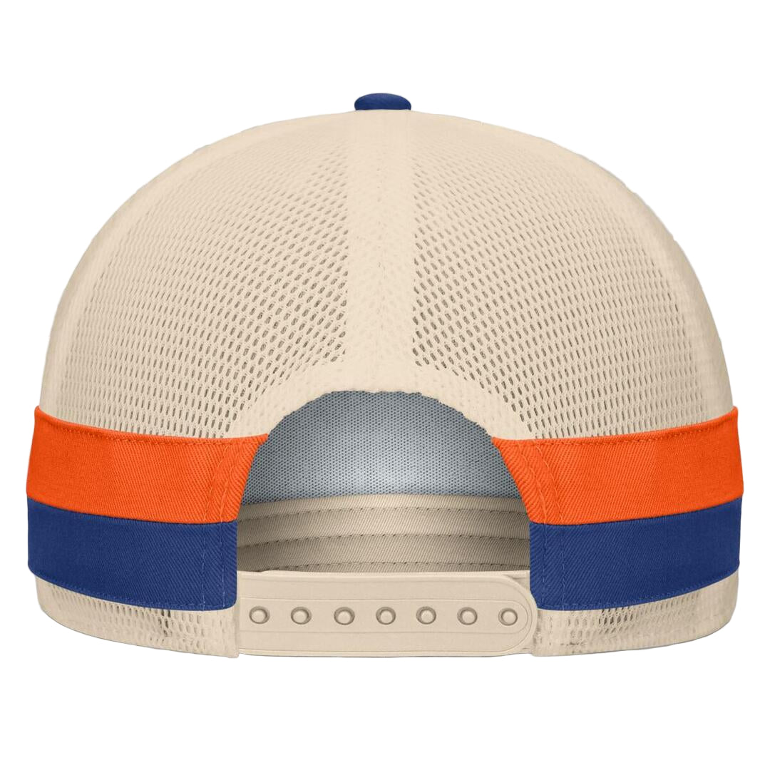 Fanatics Men's NHL Edmonton Oilers 2025 Prestige 5 Panel A-Frame Hat Blue/Cream