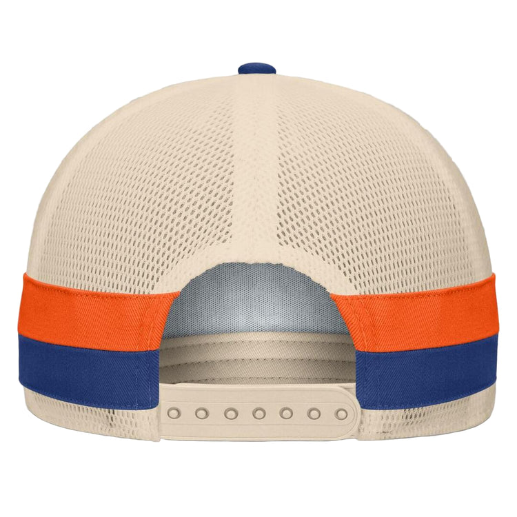 Fanatics Men's NHL Edmonton Oilers 2025 Prestige 5 Panel A-Frame Hat Blue/Cream