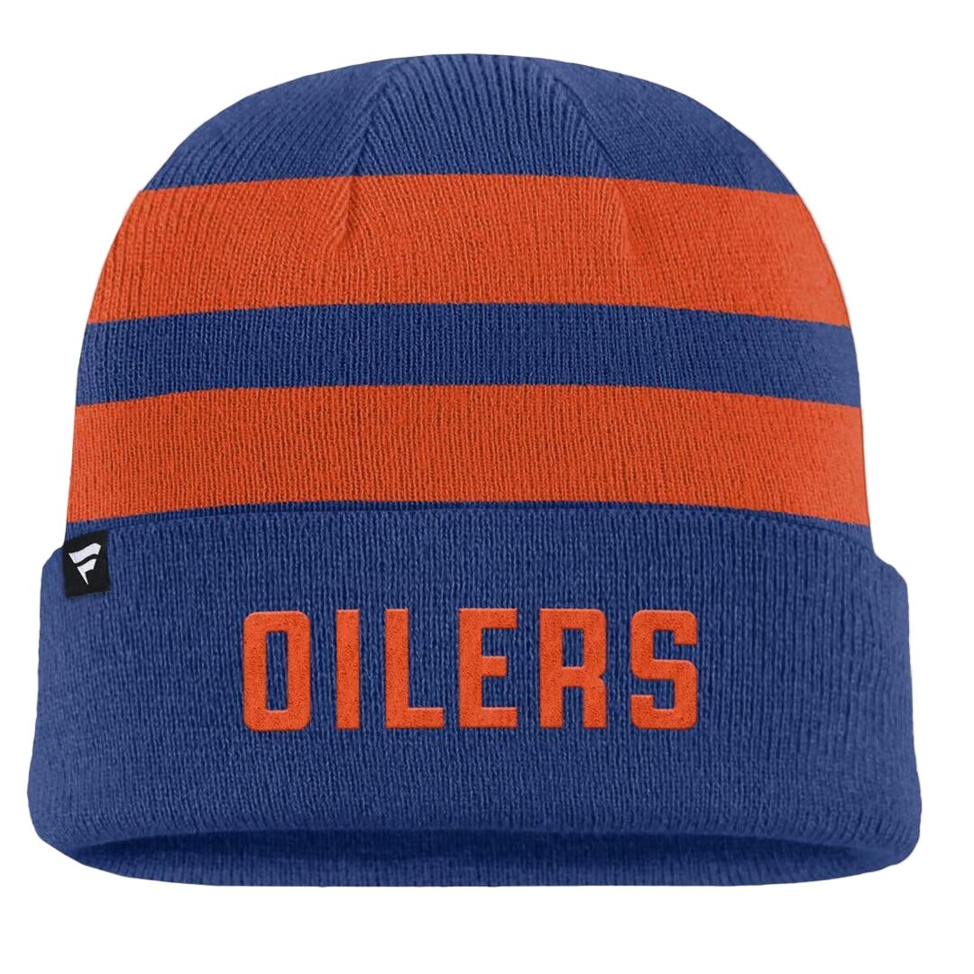Fanatics Men's NHL Edmonton Oilers 2025 Swipe Cuffed Knit Toque Blue/Orange