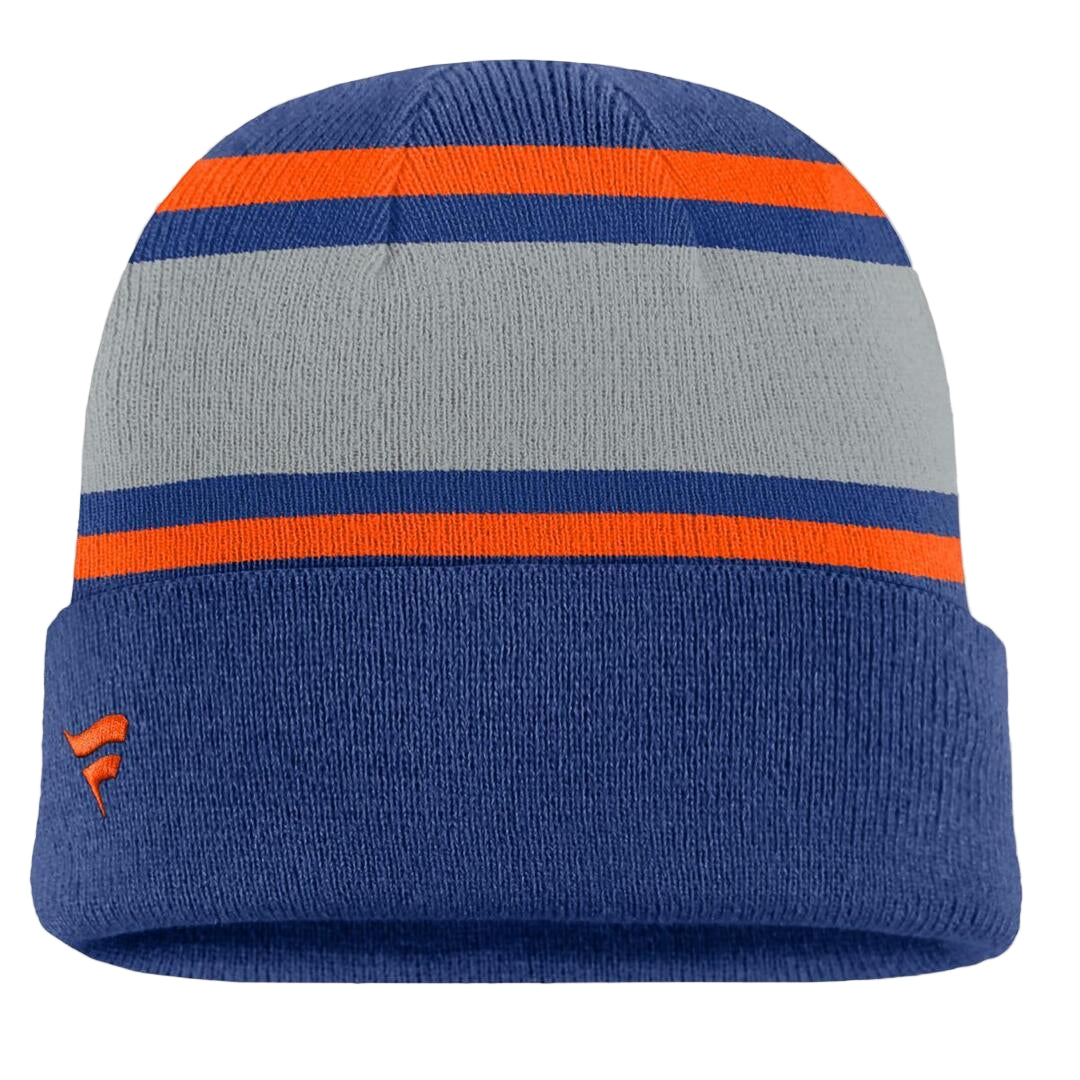 Fanatics Men's NHL Edmonton Oilers 2025 Varsity Cuffed Knit Toque Blue/Grey