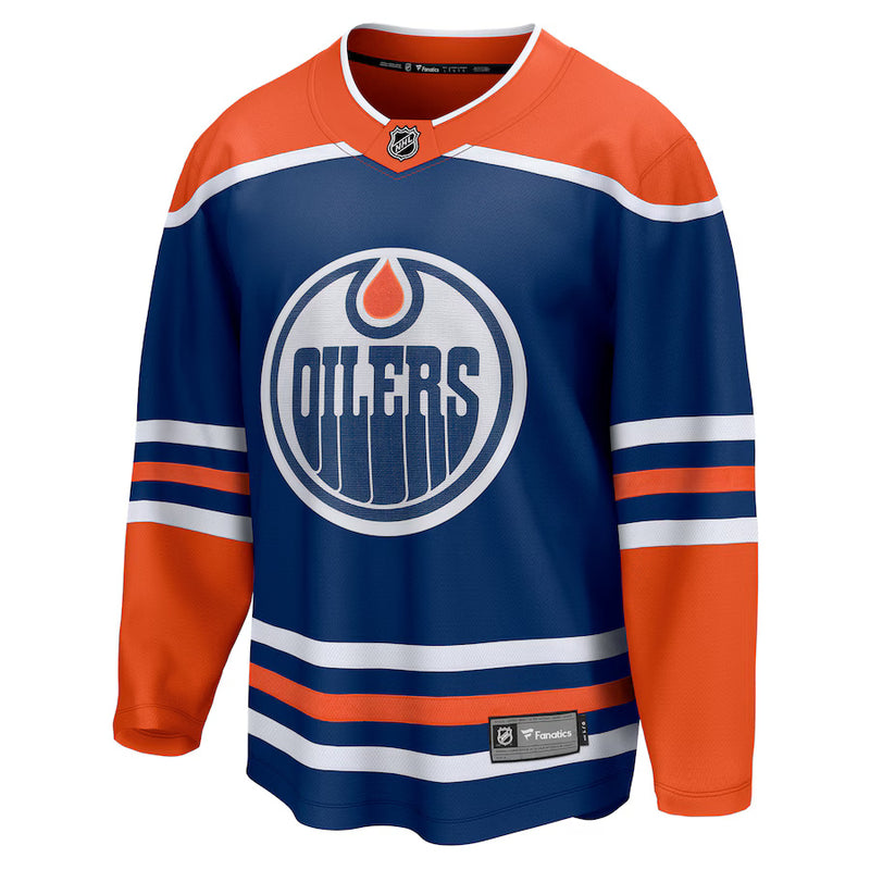 Fanatics Men's NHL Edmonton Oilers Breakaway Home Jersey royal blue orange