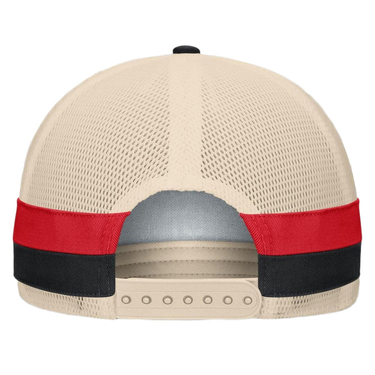 Fanatics Men's NHL Vancouver Canucks 2025 Prestige 5 Panel A-Frame Hat Black/Cream