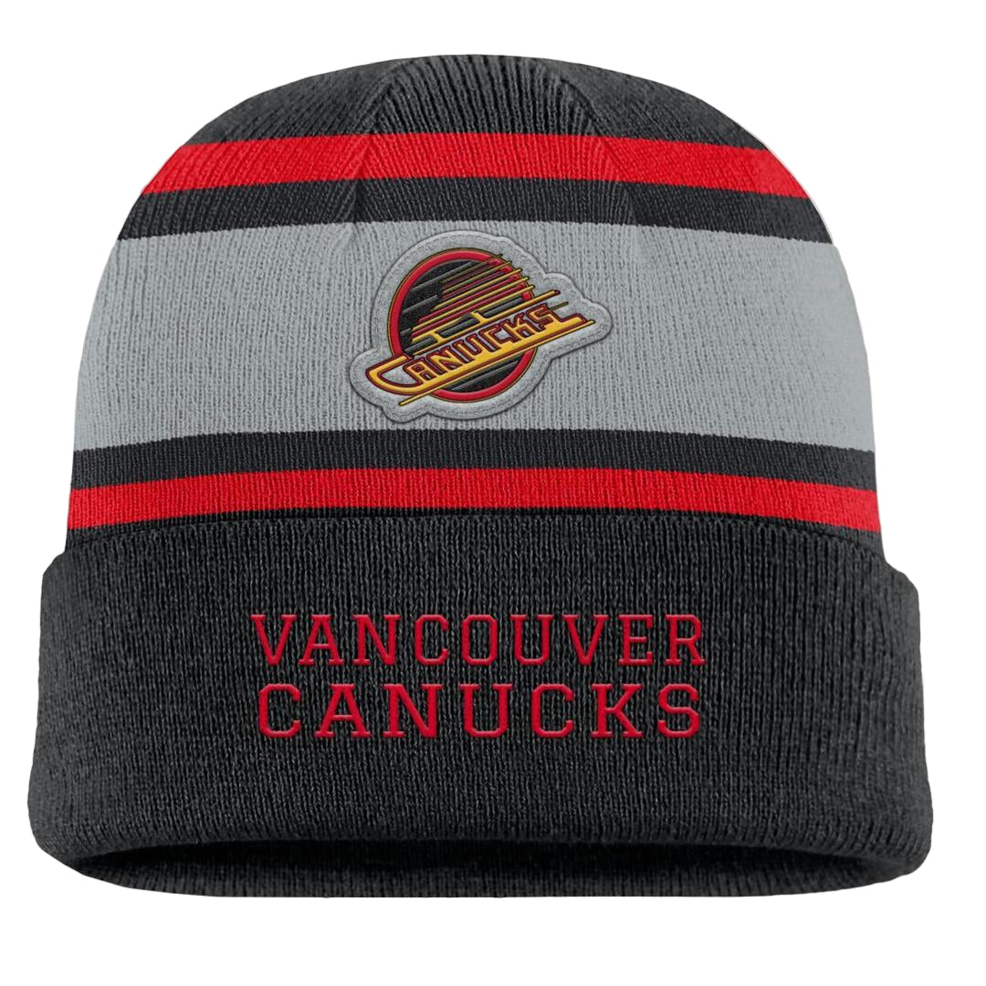 Fanatics Men's NHL Vancouver Canucks 2025 Varsity Cuffed Knit Toque Black grey