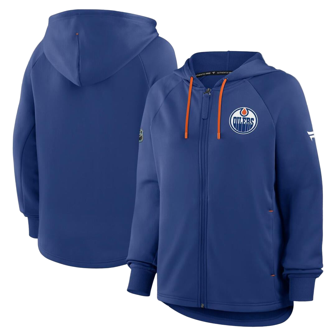 Fanatics Women's NHL Edmonton Oilers 2025 Authentic Pro Rink Full-Zip Hoodie royal blue