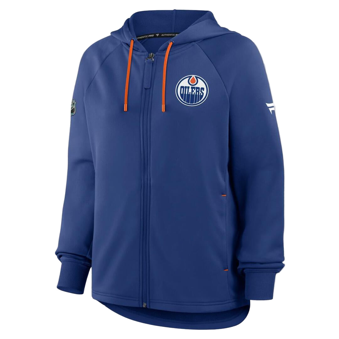 Fanatics Women's NHL Edmonton Oilers 2025 Authentic Pro Rink Full-Zip Hoodie royal blue