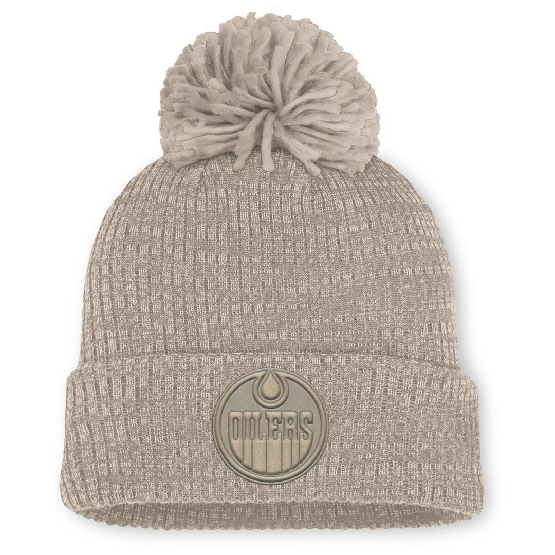 Fanatics Women's NHL Edmonton Oilers 2025 Road Cuffed Pom Knit Toque Beige