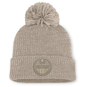Fanatics Women's NHL Edmonton Oilers 2025 Road Cuffed Pom Knit Toque Beige