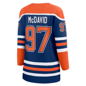 Fanatics Women's NHL Edmonton Oilers Connor McDavid Breakaway Home Jersey royal blue orange
