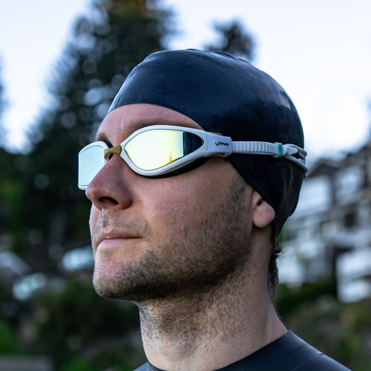Finis Alliance Swim Goggle White Aqua Mirror Lens