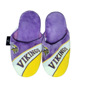 FOCO Men's NFL Minnesota Vikings Action Curve Slippers Purple White Yellow