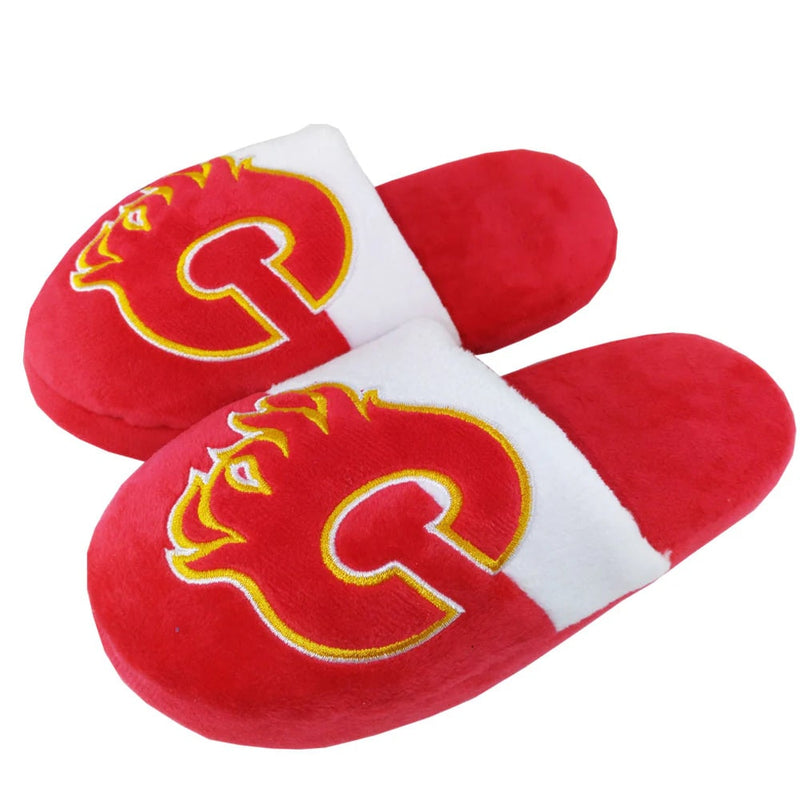 FOCO Men's NHL Calgary Flames Big Logo Slipper Red