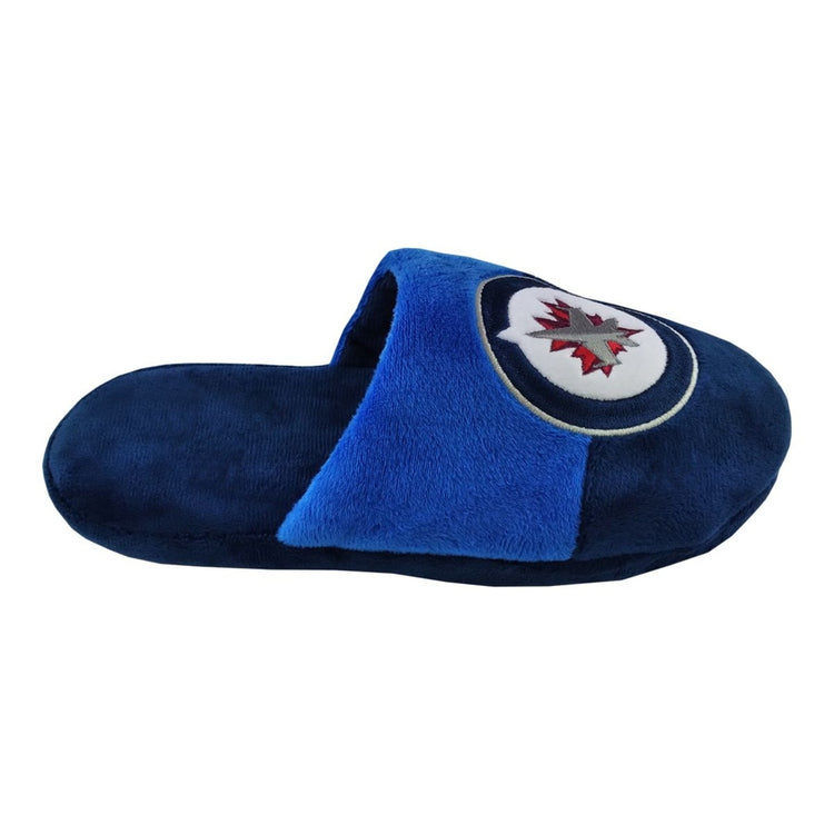 FOCO Men's NHL Winnipeg Jets Big Logo Slippers blue