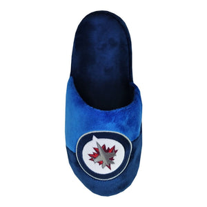 FOCO Men's NHL Winnipeg Jets Big Logo Slippers blue