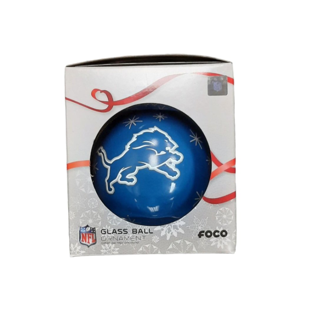FOCO NFL Detroit Lions Glass Ball Ornament Blue