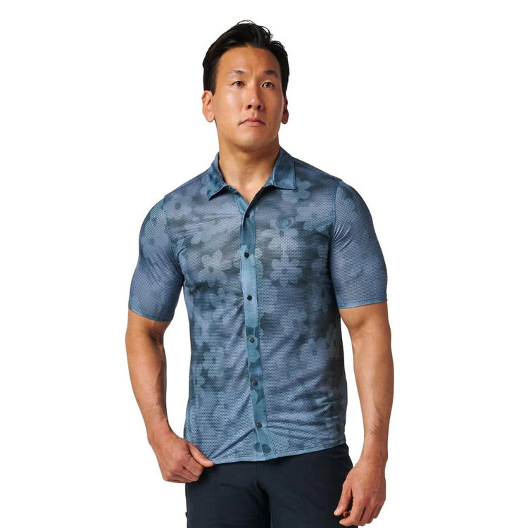 Pearl Izumi Men's Canyon Tech Snap Shirt blue floral tie-dye 