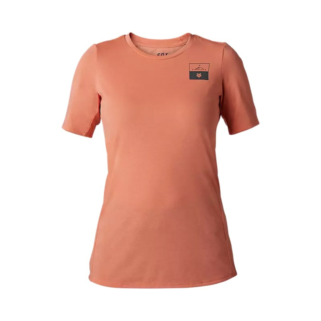 FOX Women's Ranger DriRelease FRACT Short Sleeve Cycling Bike Jersey Salmon