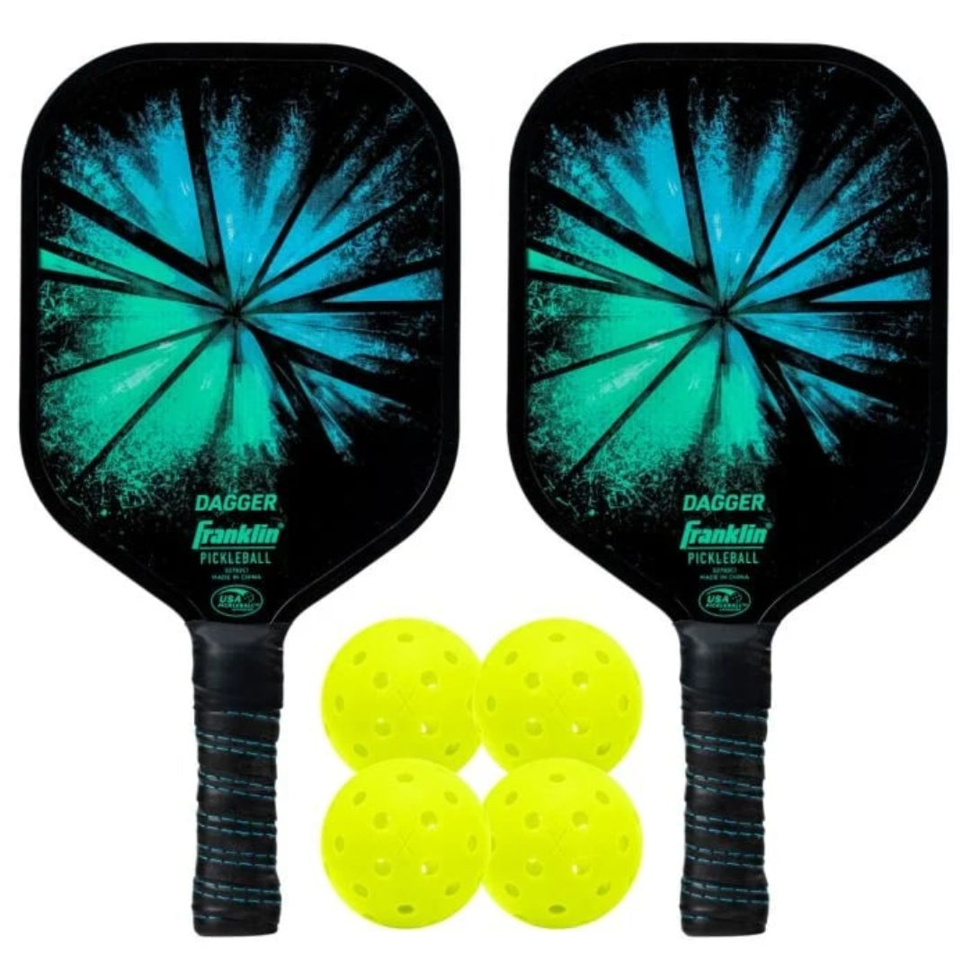 Franklin Dagger Pickleball Paddle Set w/ Balls Black Yellow