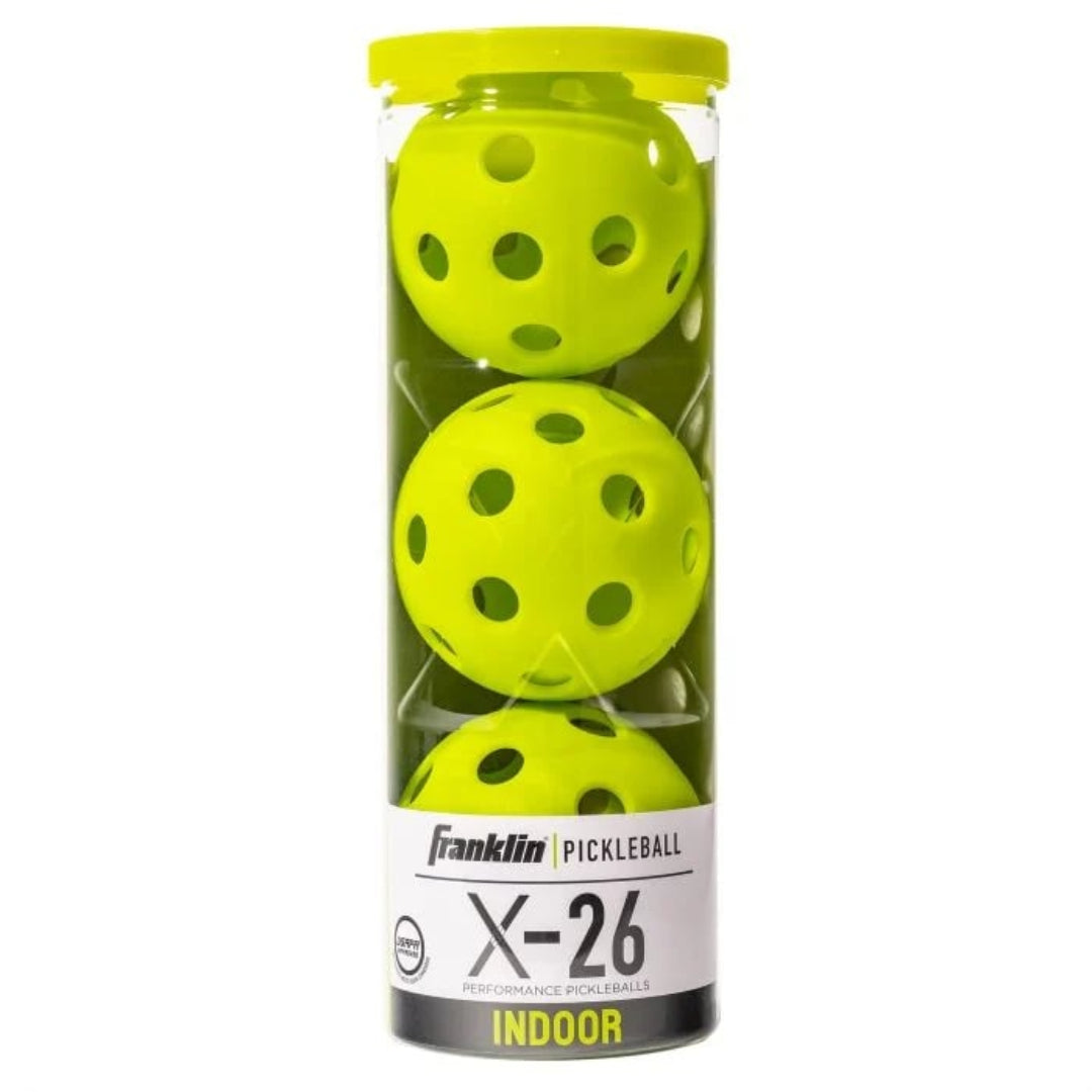 Franklin X-26 Indoor 3 Pack Tube Pickleballs Lime Green