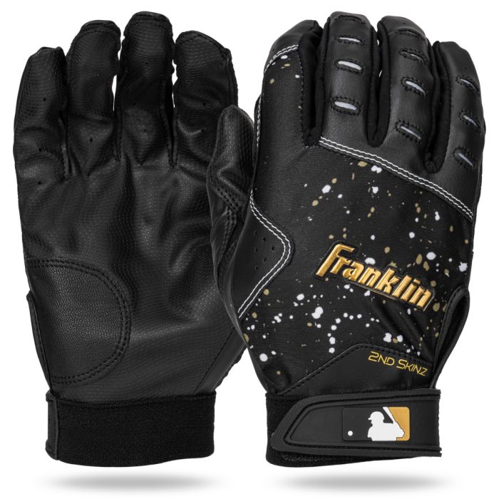 Franklin Youth 2nd Skinz Batting Gloves black gold