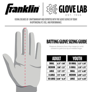 Franklin Youth 2nd Skinz Batting Gloves sizing