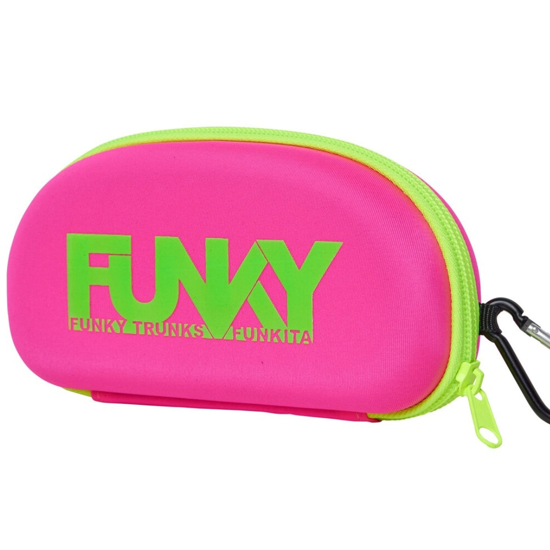Funky Closed Swim Goggle Case pink green