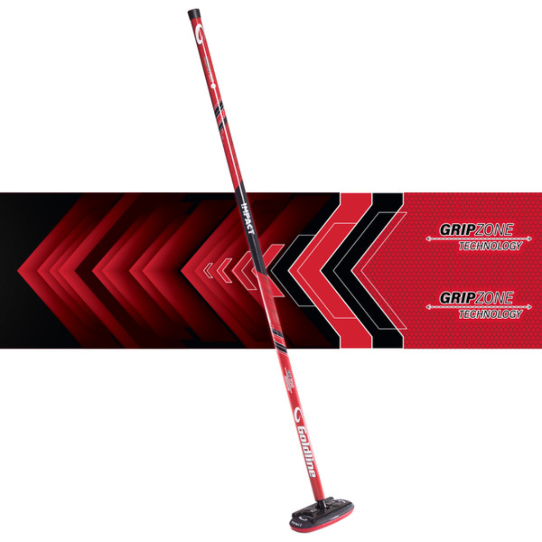 Goldline Carbon Fiber Impact Curling Broom focus- red/black