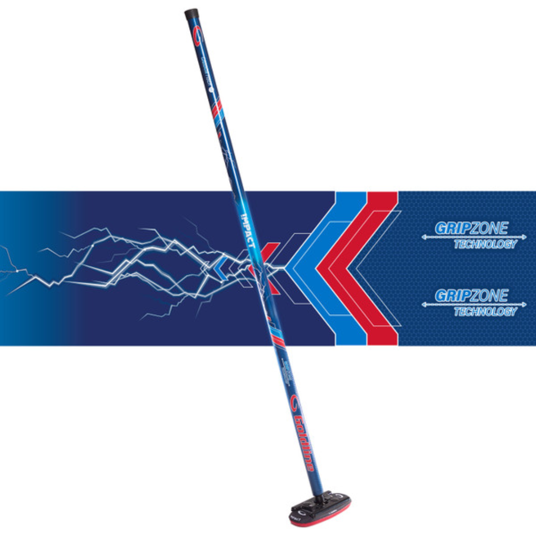 Goldline Carbon Fiber Impact Curling Broom surge- blue/red