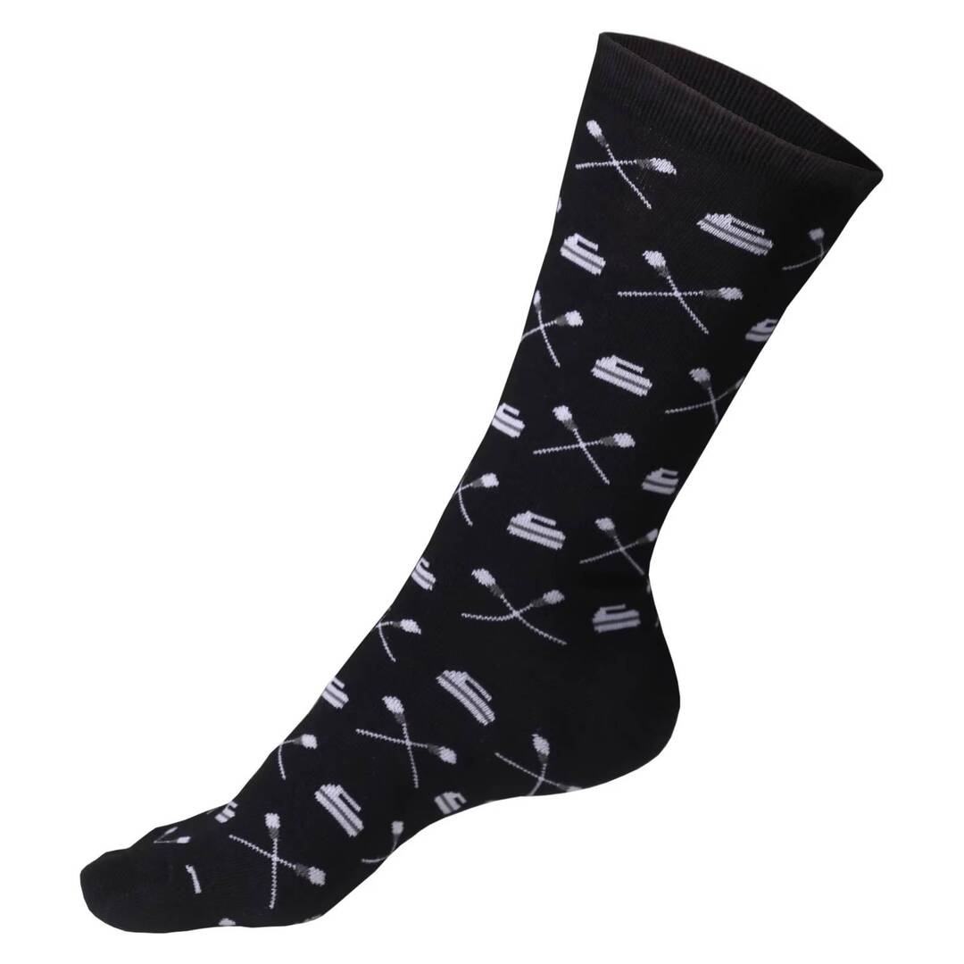 Goldline Designer Curling Socks black with curling brooms
