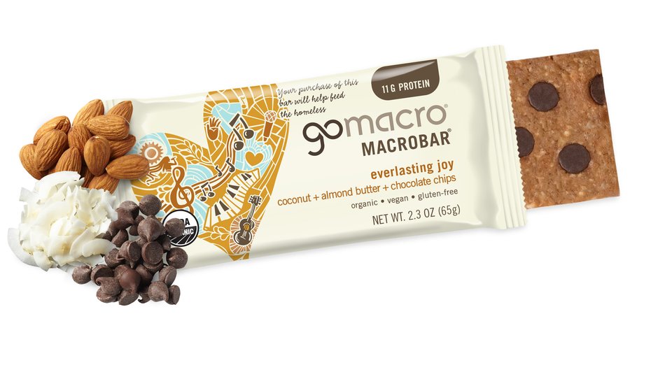 GoMacro Organic Protein Bars 65g Coconut Almonds Chocolate Chip
