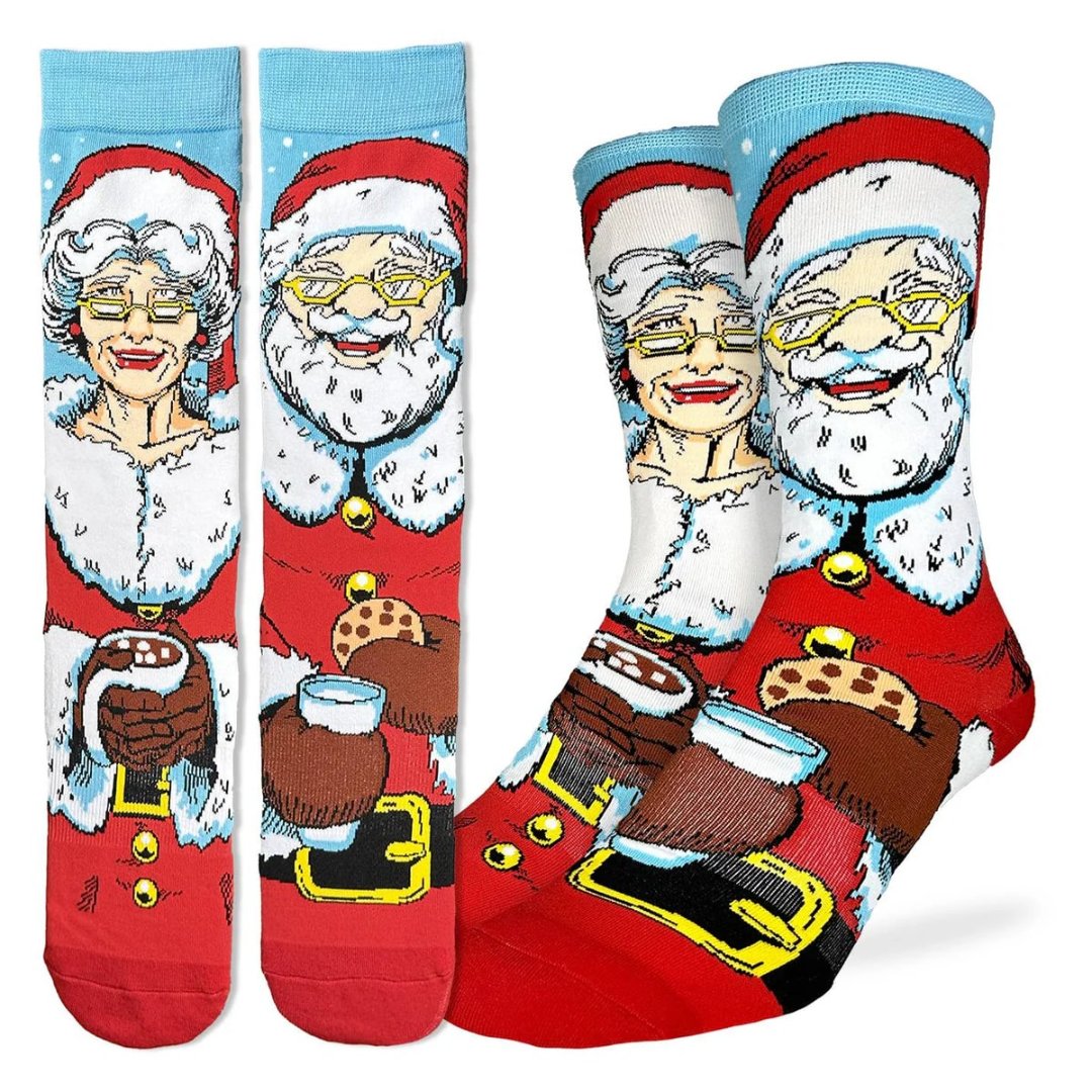 Good Luck Sock Men's Santa & Mrs. Claus Socks - Shoe Size 8-13