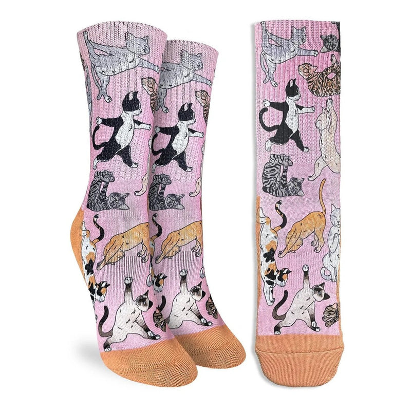 Good Luck Sock Women's Active Fit Socks yoga cats pink