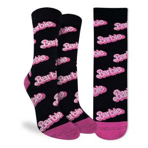 Good Luck Sock Women's Barbie Socks Black- Shoe Size 5-9 black/pink