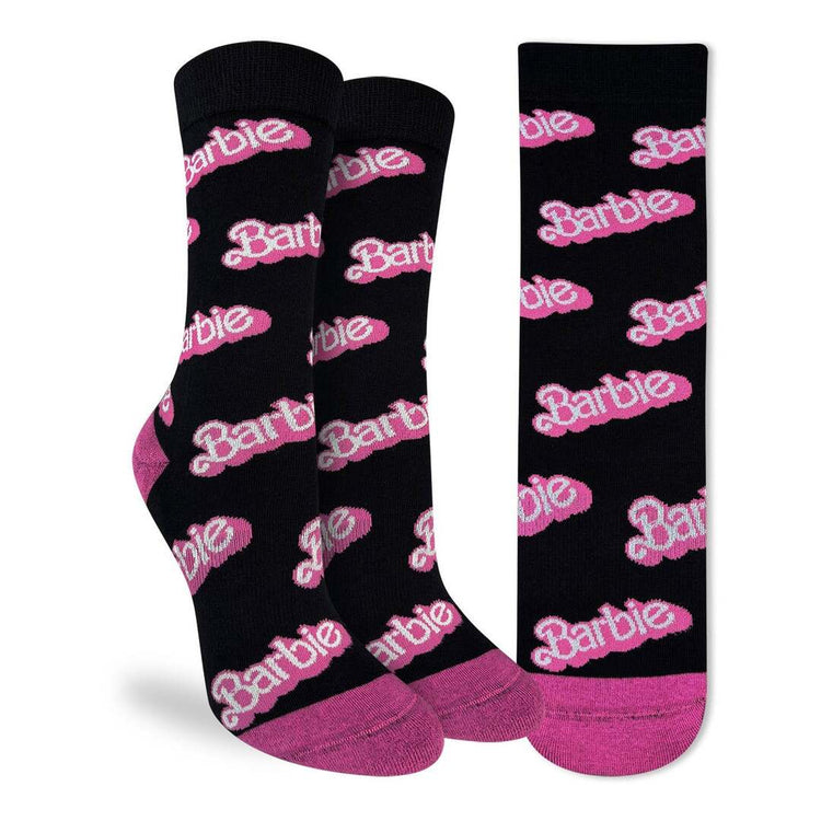 Good Luck Sock Women's Barbie Socks Black- Shoe Size 5-9 black/pink