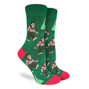 Good Luck Sock Women's Christmas Socks Big Foot Green