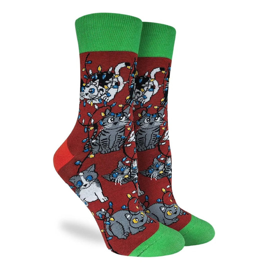 Good Luck Sock Women's Christmas Socks Cats Red