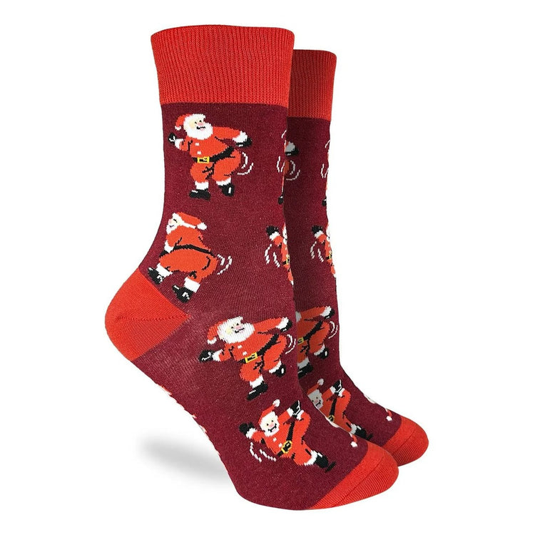 Good Luck Sock Women's Christmas Socks Dancing Santa Red