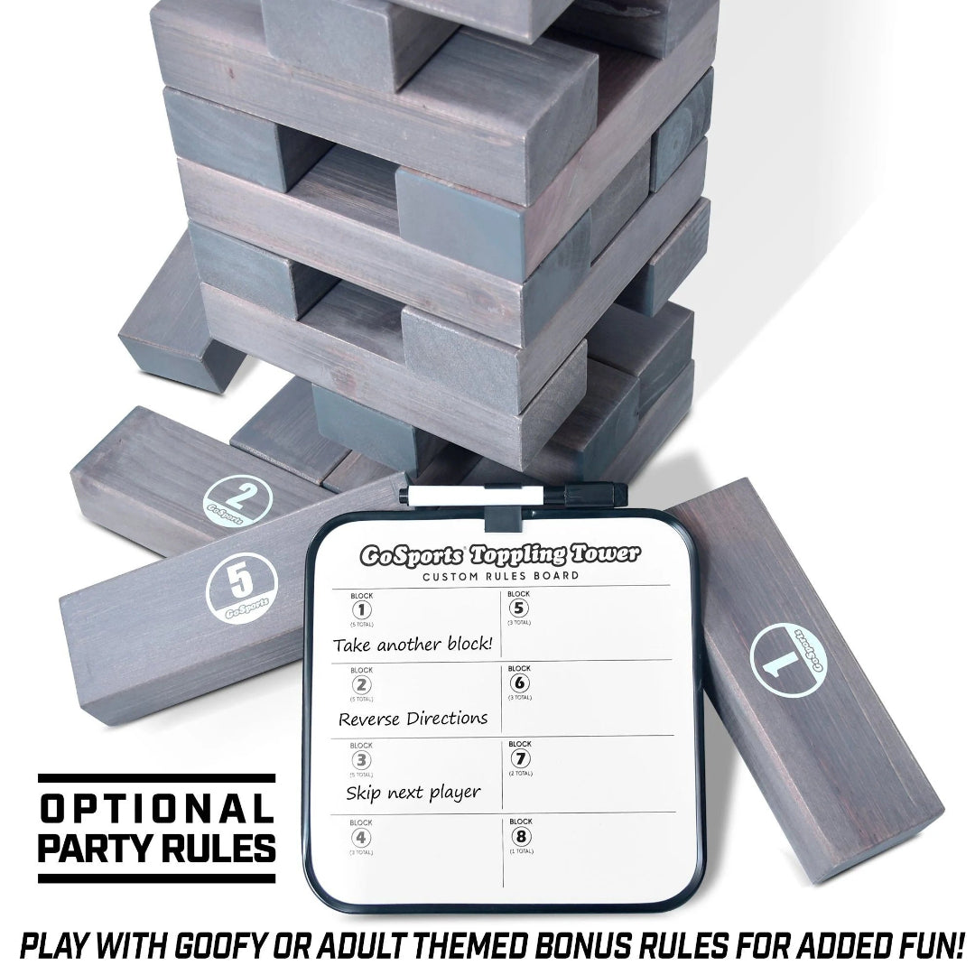 GoSports Giant Wooden Toppling Tower Grey Jenga